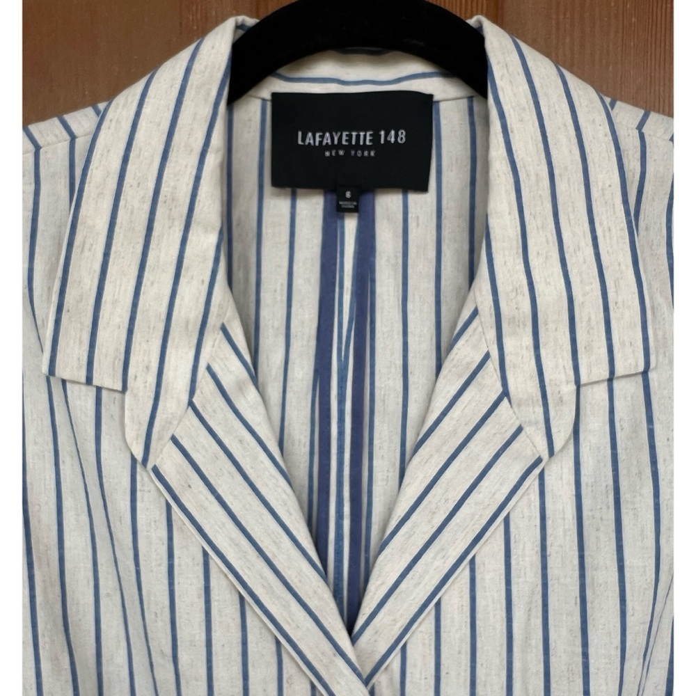 Lafayette 148 Linen Blend Striped Blazer 6 - Picture 3 of 10